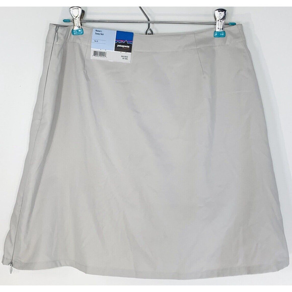 PATAGONIA Duway Skirt 8 Dove Grey Skort Built-In Shorts Zip Side Vents 58610 NWT - Picture 1 of 8